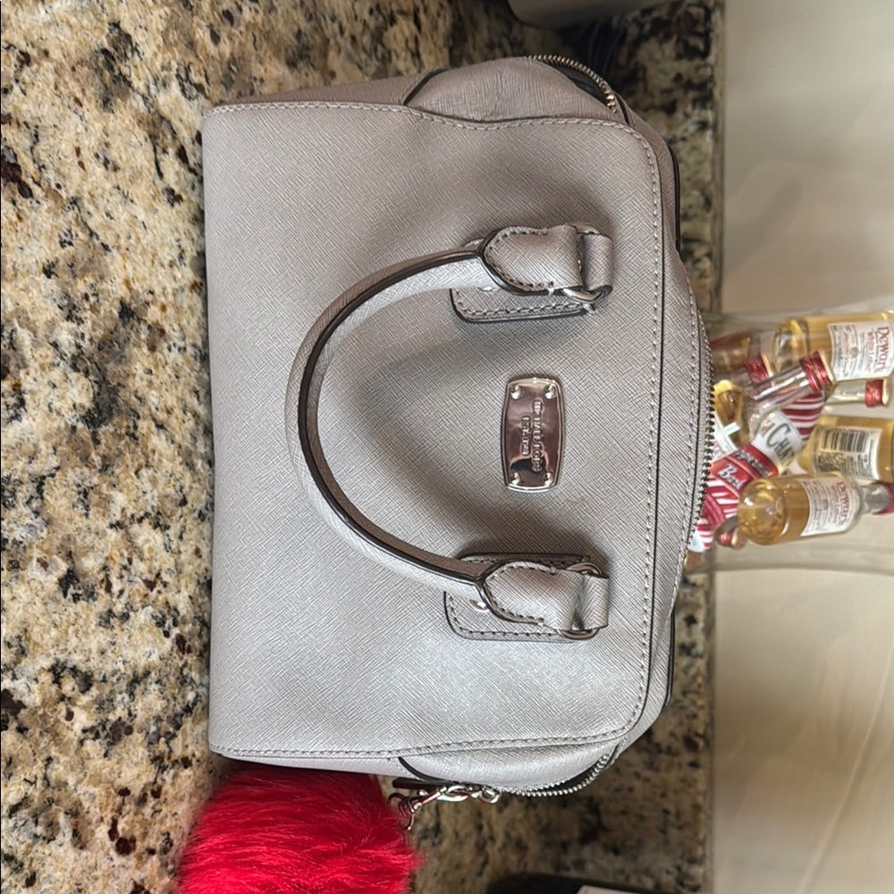 Michael Kors Gray Satchel with Structured Design and Metallic Hardware